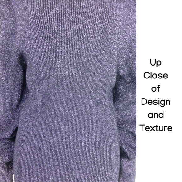 Ann Taylor Purple Metallic Turtleneck Puff Sleeves Sweater (Size XL) - Picture 6 of 11